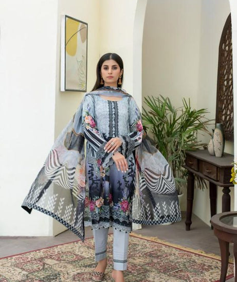 Salina Digital print Lawn`22 Grey