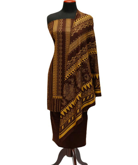 Sar-E-Bazam Pashmina Print`22 D#05 D-Brown