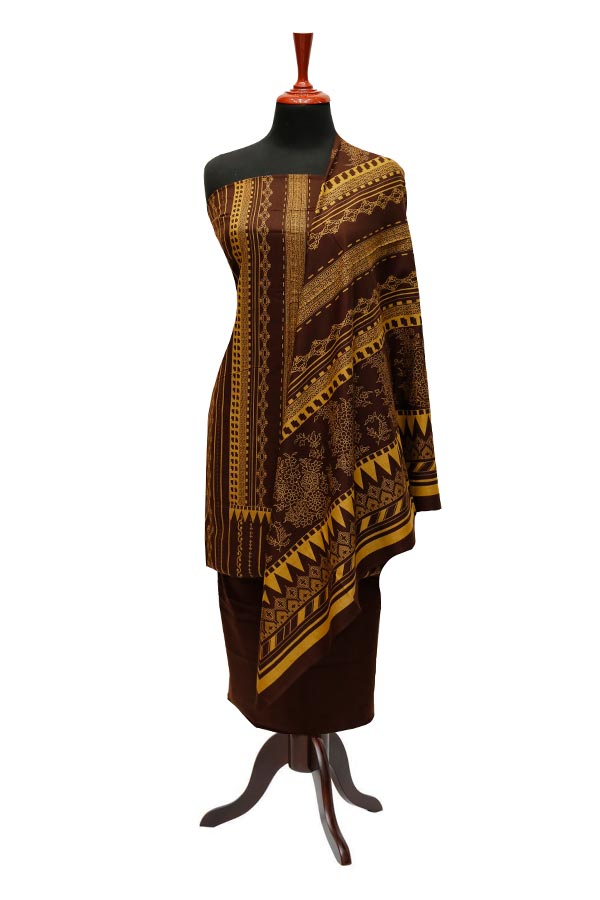 Sar-E-Bazam Pashmina Print`22 D#05 D-Brown