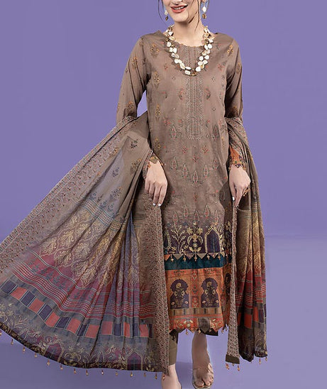 Schick Kinara Emb Lawn`23 (Vol-3) D#1 (BROWN)