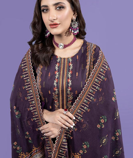 Schick Kinara Emb Lawn`23 (Vol-3) D#1 (PURPLE)