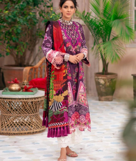 Maryam hussain Luxury Festive Lawn`21D#11 - PARAS