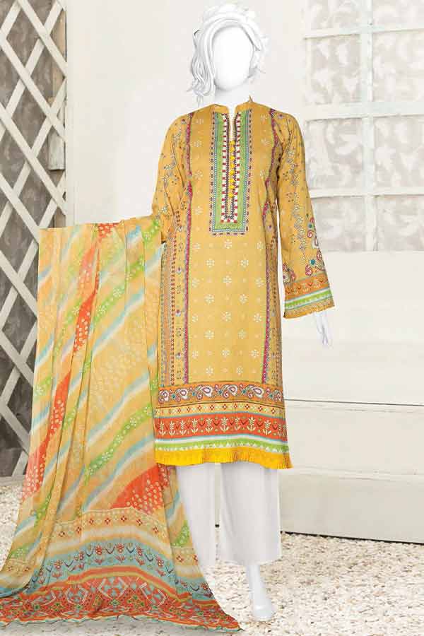 Serene Print Lawn`23 D#3004 D-Golden