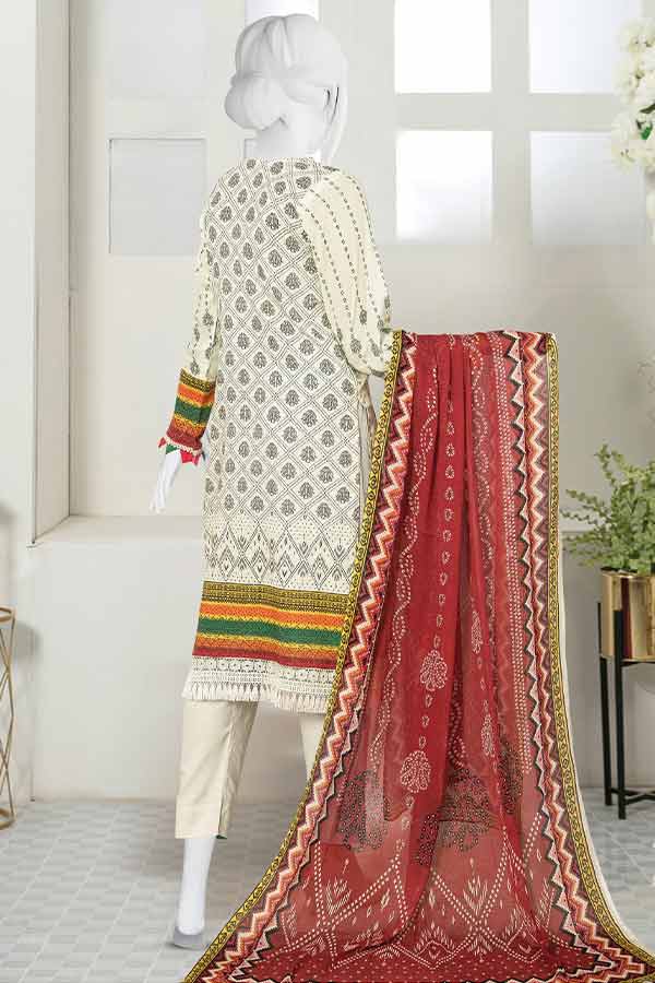 Serene Print Lawn`23 D#998 Cream