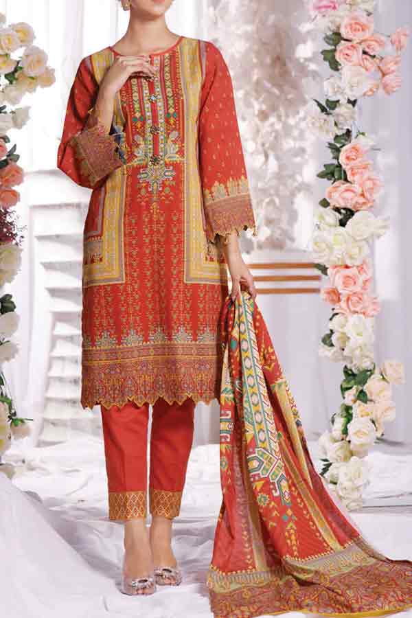 Shahkar Digital Khaddar`21 D#110 (D Orange)