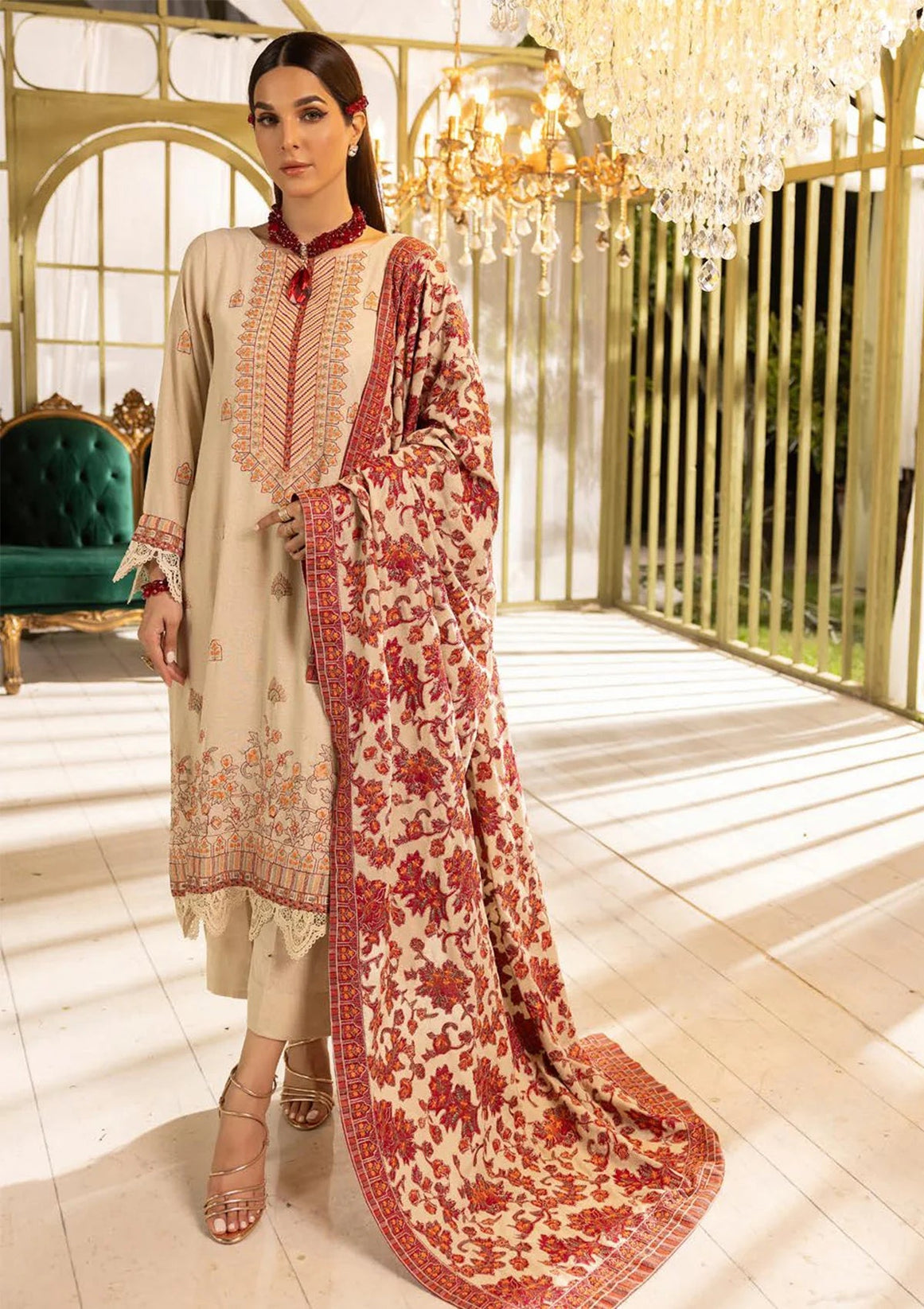 Shaista Pre Emb Karandi Shawl'23 D#157