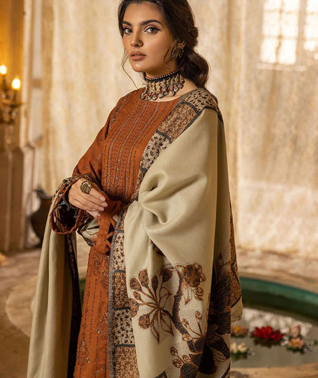 Shaista Semi Peach Jacquard`25 D#405