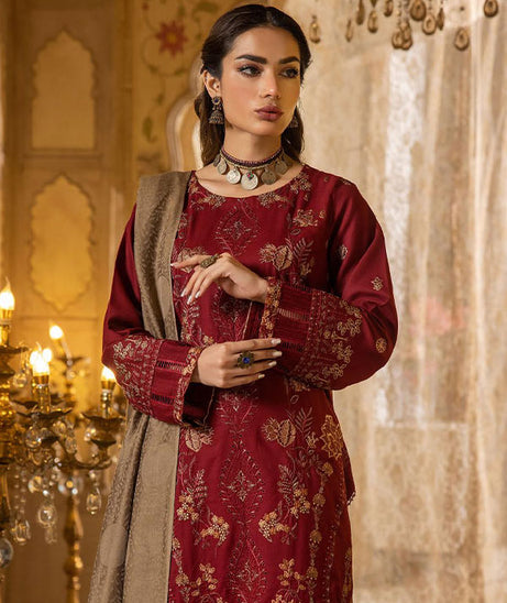 Shaista Semi Peach Jacquard`25 D#409