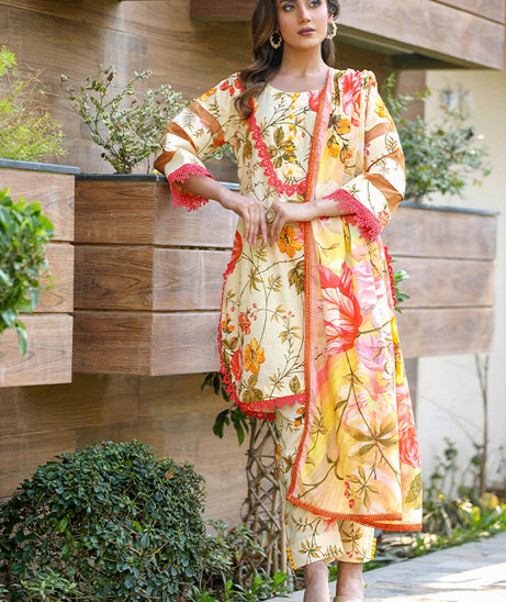 Sidra Aleem P/ Series Lawn`25 D #1  Lemon Yellow
