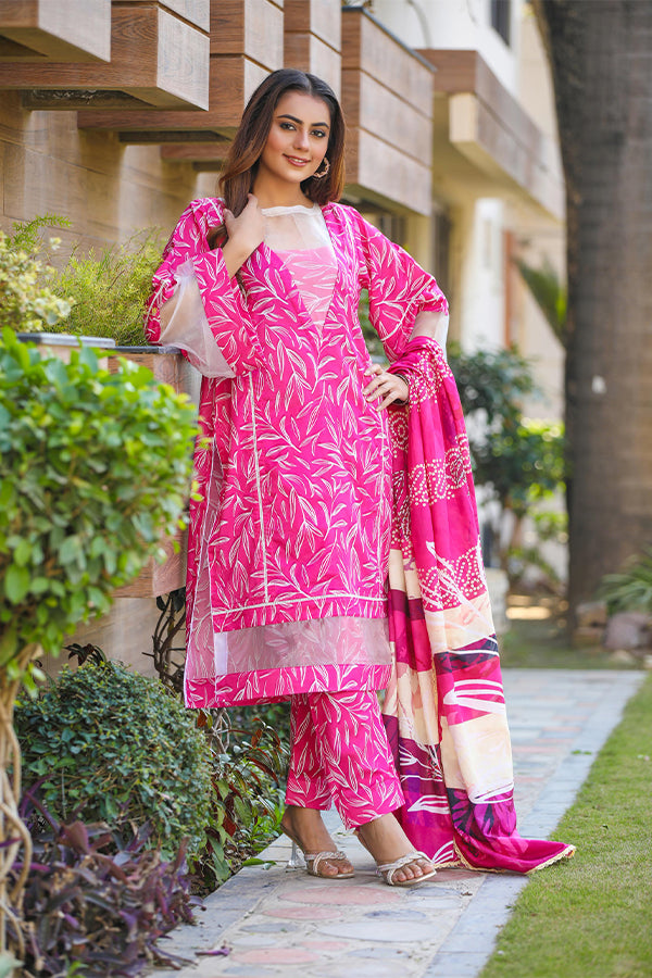 Sidra Aleem P/ Series Lawn`25 D #1 Sh Pink