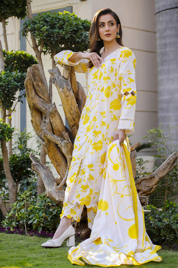 Sidra Aleem P/ Series Lawn`25 D #1 Yellow