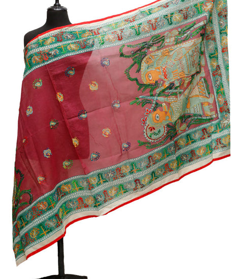 Silk Needle Work Dupatta D#1-19