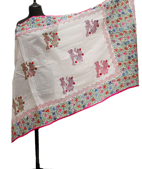 Silk Needle Work Dupatta D#1-28