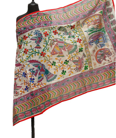 Silk Needle Work Dupatta D#1-40