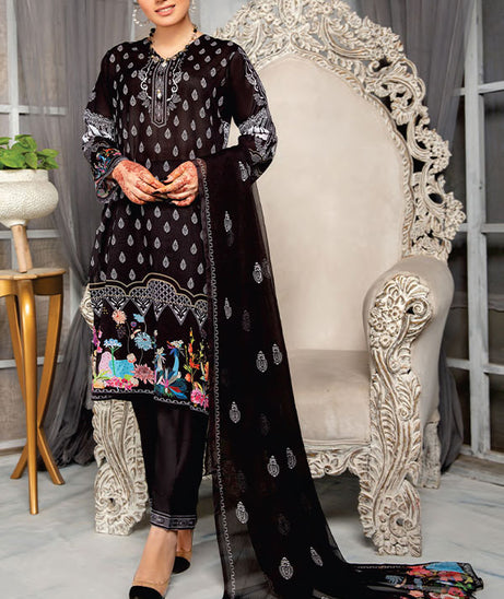 Sitara Univ D/Lawn C/Dupatta`21 D#25 (Black)