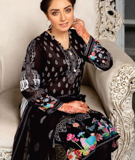 Sitara Univ D/Lawn C/Dupatta`21 D#25 (Black)