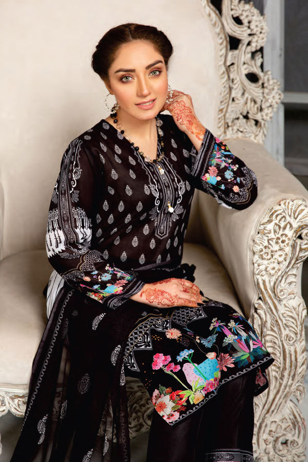 Sitara Univ D/Lawn C/Dupatta`21 D#25 (Black)
