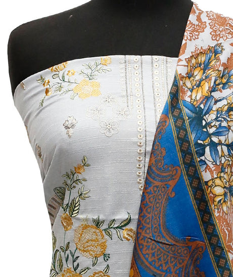 Slub Emb Leather Peach`22 D#7610 Grey