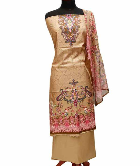 Star Classic Linen C/Dupatta`22 D#1256 L Brown
