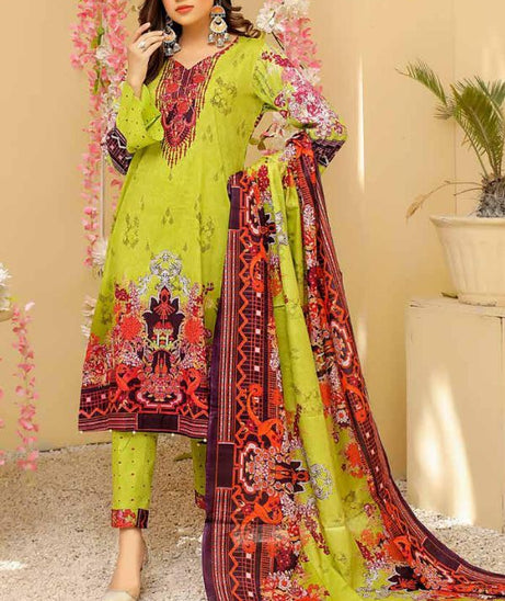 Star Print Lawn`22 D#1061 Green