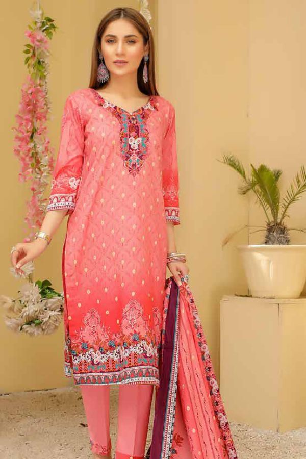 Star Print Lawn`22 D#1064 Pink