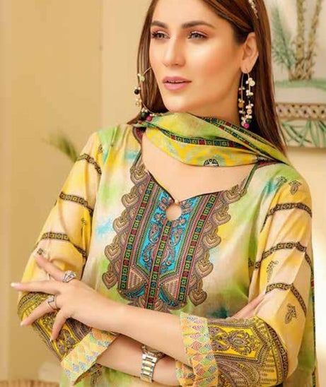 Star Print Lawn`22 D#1066 Yellow