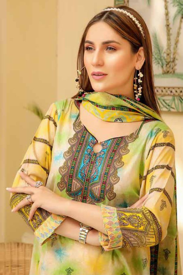 Star Print Lawn`22 D#1066 Yellow