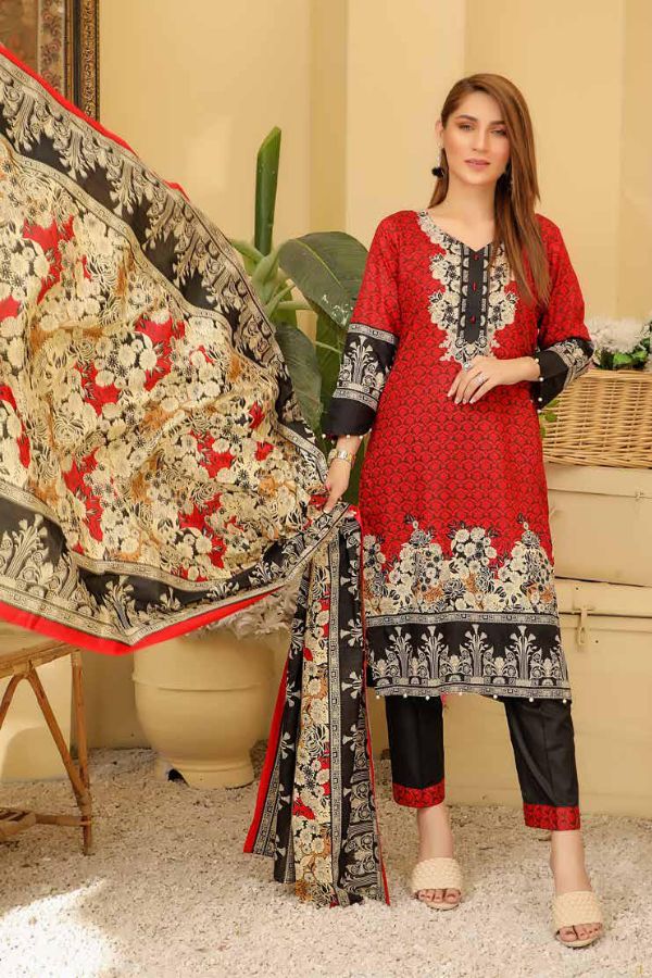 Star Print Lawn`22 D#1068 Black