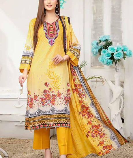 Star Print Lawn`22 D#1081 Yellow