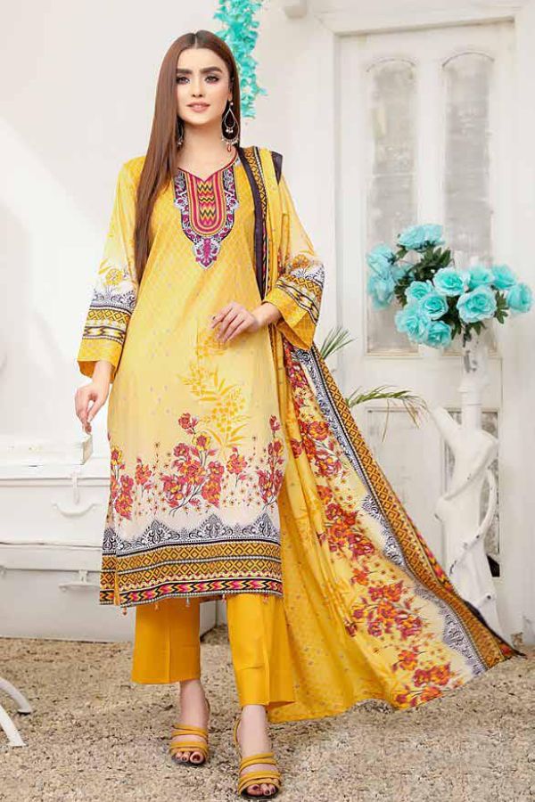 Star Print Lawn`22 D#1081 Yellow