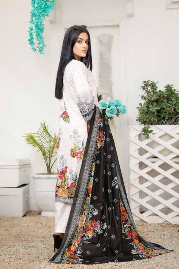 Star Print Lawn`22 D#1082 Black