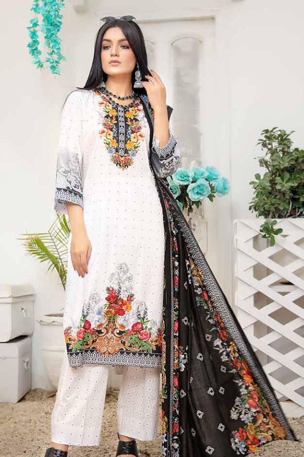 Star Print Lawn`22 D#1082 Black