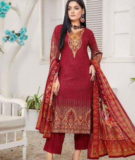 Star Print Lawn`22 D#1085 Maroon