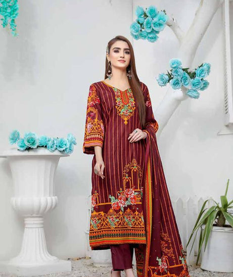 Star Print Lawn`22 D#1089 Maroon