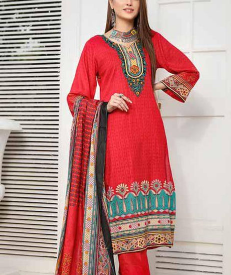 Star Print Lawn`22 D#1090 Red