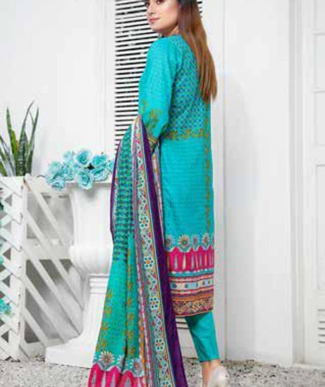 Star Print Lawn`22 D#1090 Sea Green