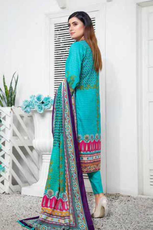 Star Print Lawn`22 D#1090 Sea Green