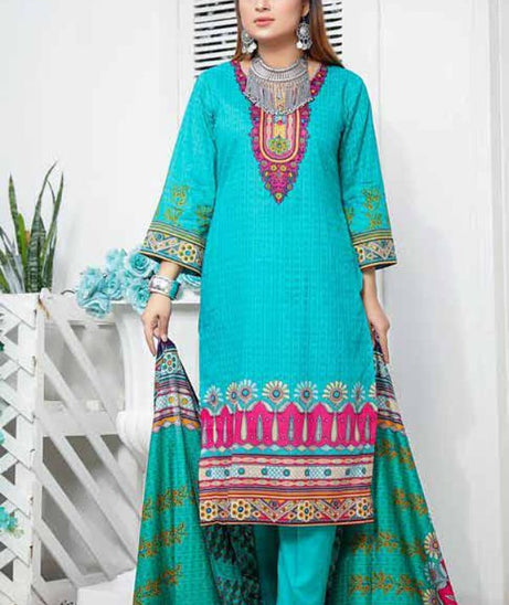 Star Print Lawn`22 D#1090 Sea Green