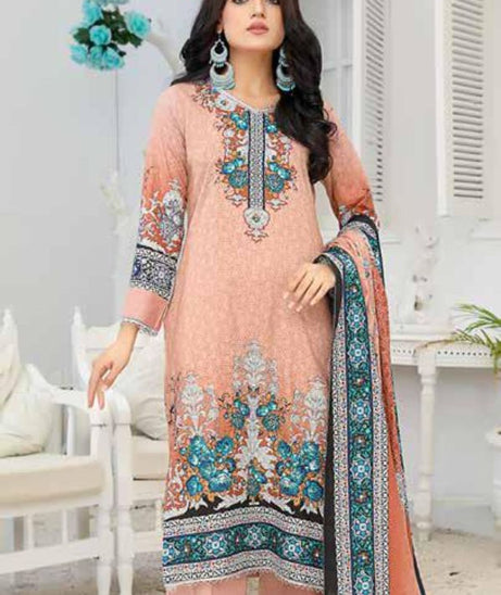 Star Print Lawn`22 D#1092 Peach