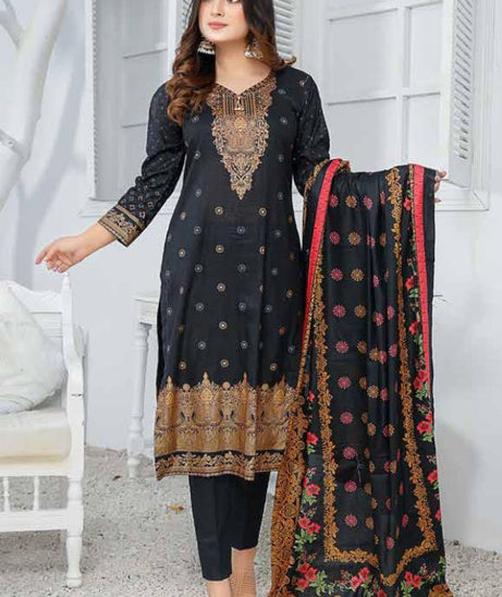 Star Print Lawn`22 D#1094 Black