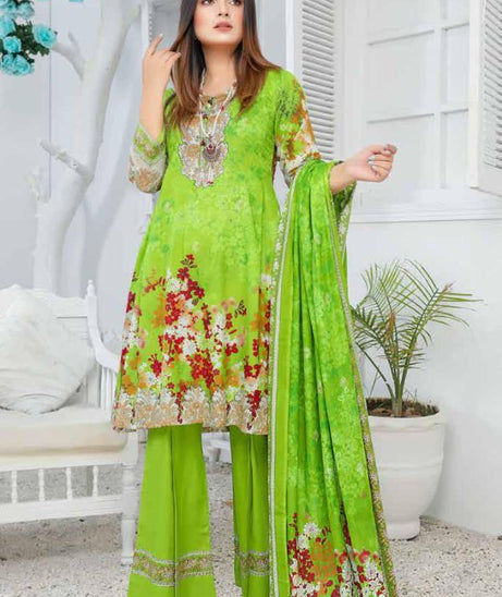 Star Print Lawn`22 D#1121 Green