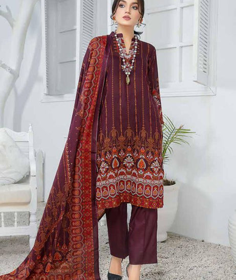 Star Print Lawn`22 D#1122 Maroon