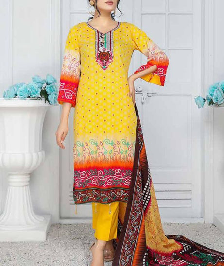 Star Print Lawn`22 D#1124 Yellow