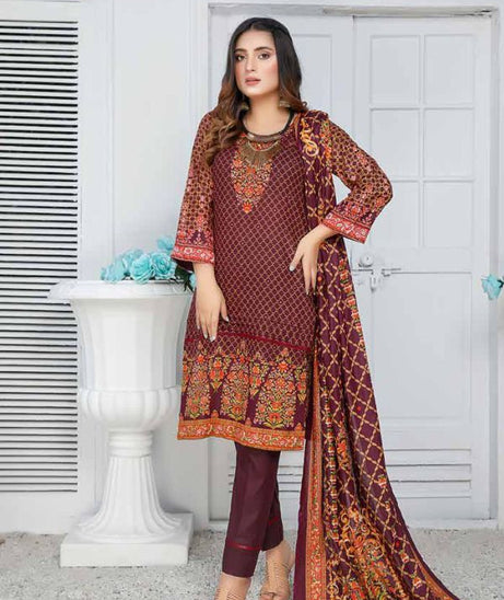 Star Print Lawn`22 D#1125 Maroon