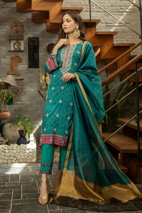 Subhata Masakali Emb Lawn'22 D Green – Tradition Stores