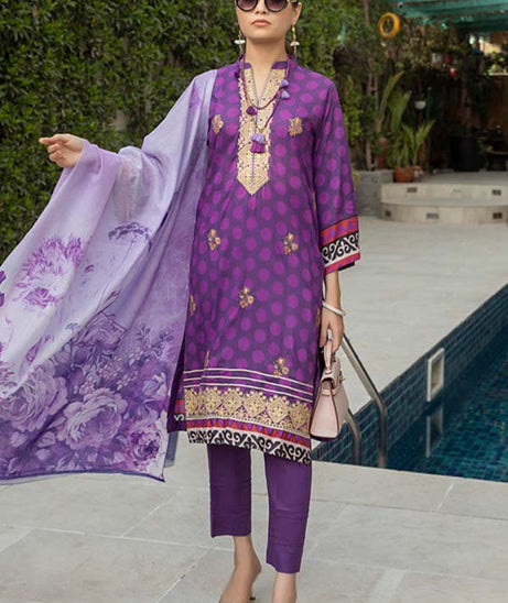 Subhata Masakali Emb Lawn'22 Purple – Tradition Stores