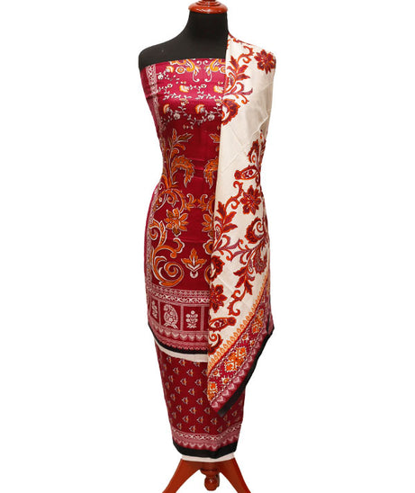 Three Star Print Lawn`22 D#942 Maroon