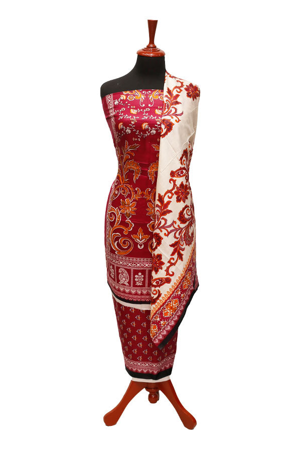 Three Star Print Lawn`22 D#942 Maroon