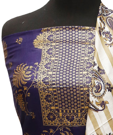Three Star Print Lawn`22 D#948 Purple