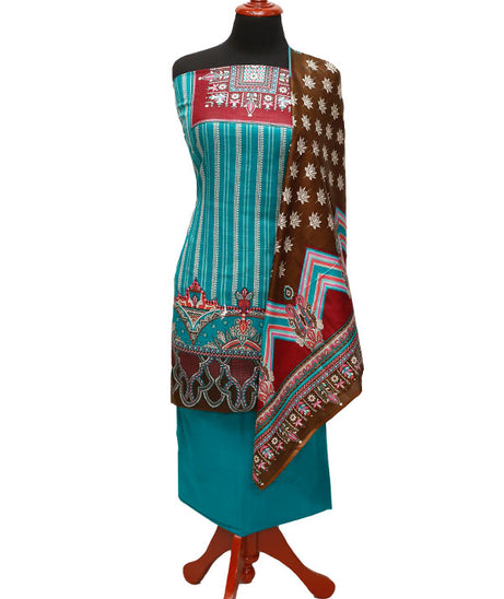 Three Star Print Lawn`22 D#949 Sea Green